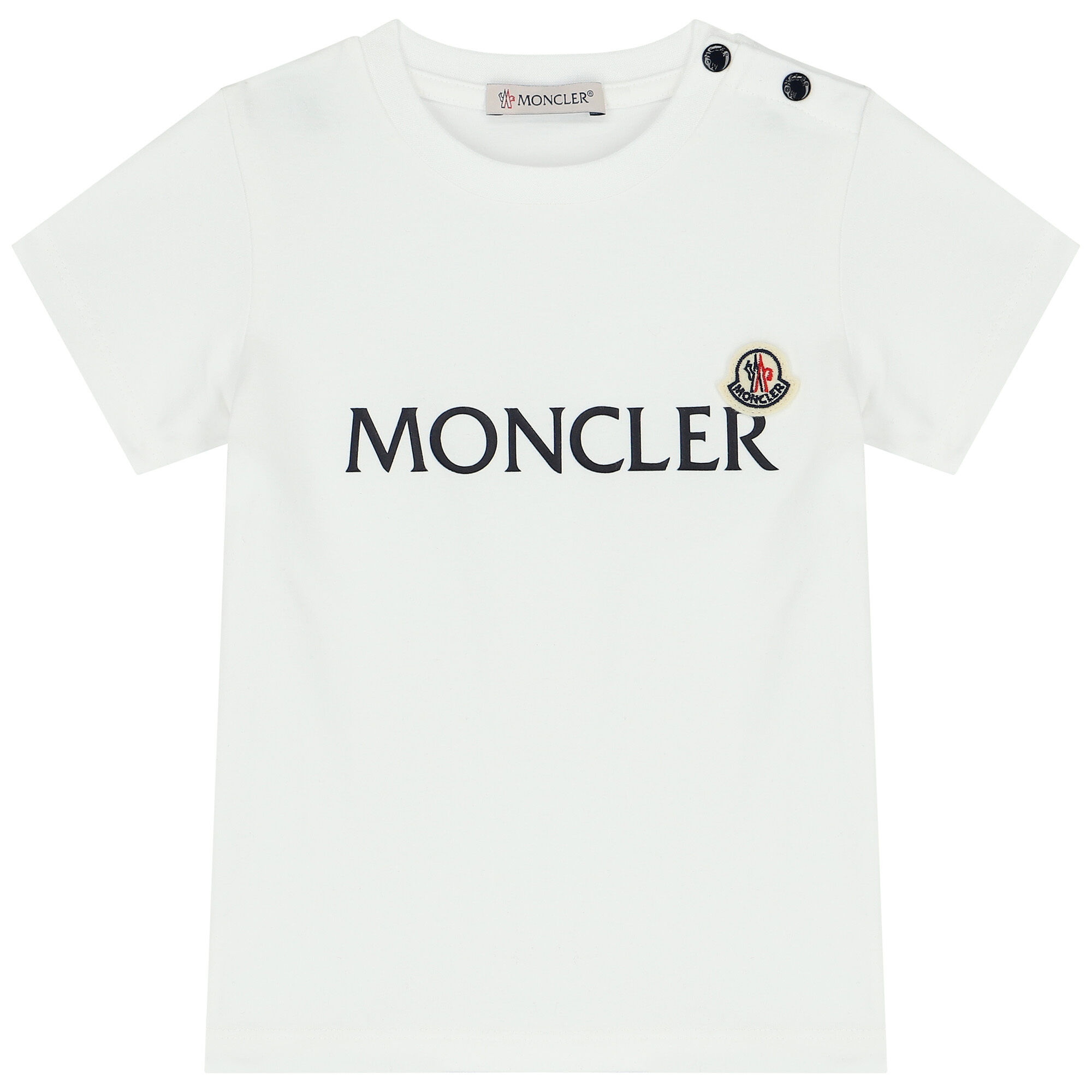 Moncler Enfant Younger Boys White Logo T Shirt Junior Couture UAE