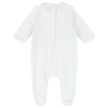 Baby Boys White Logo Babygrow