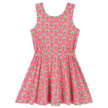 Girls Pink Palm Tree Dress