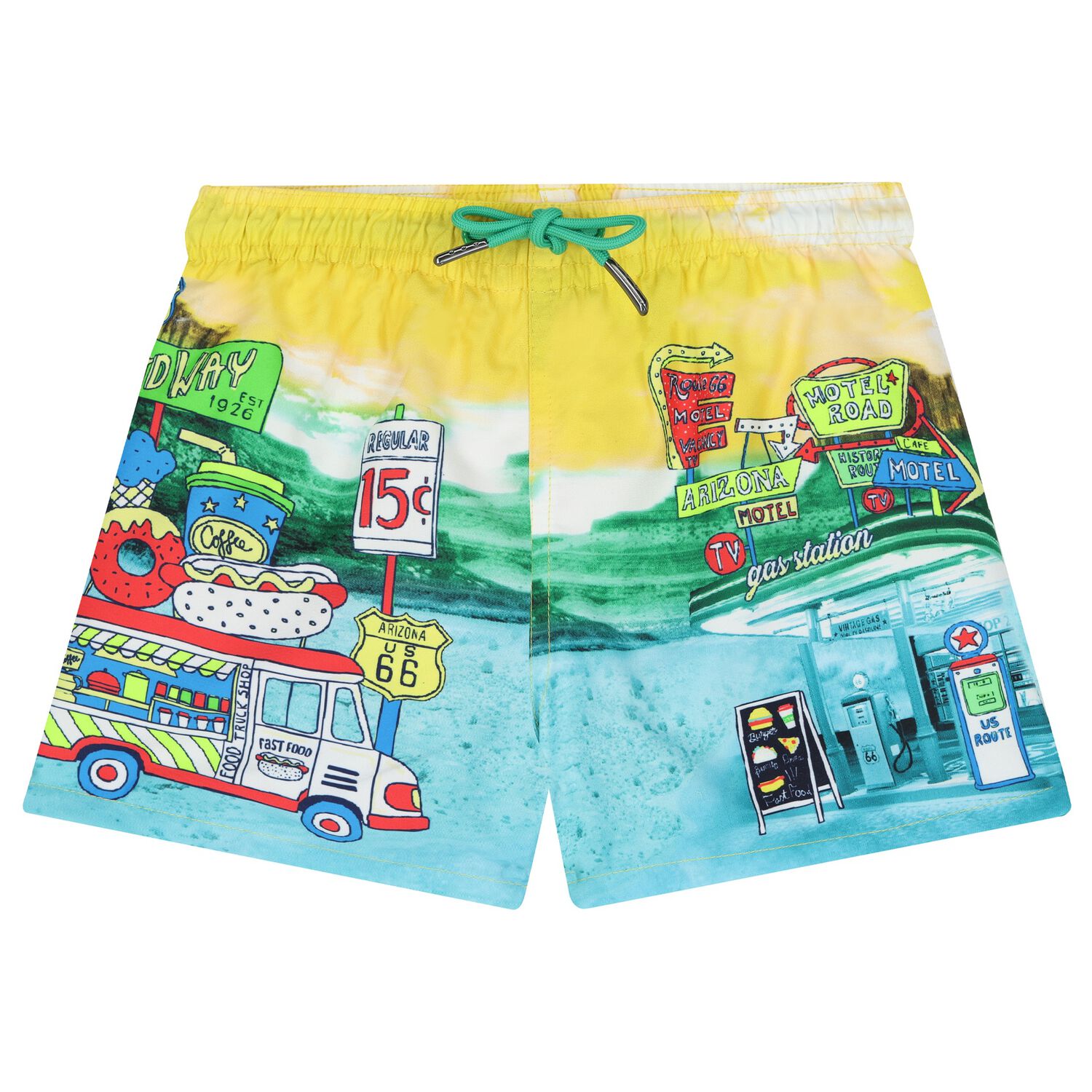 Boys Yellow Logo Swim Shorts, 1, hi-res image number null