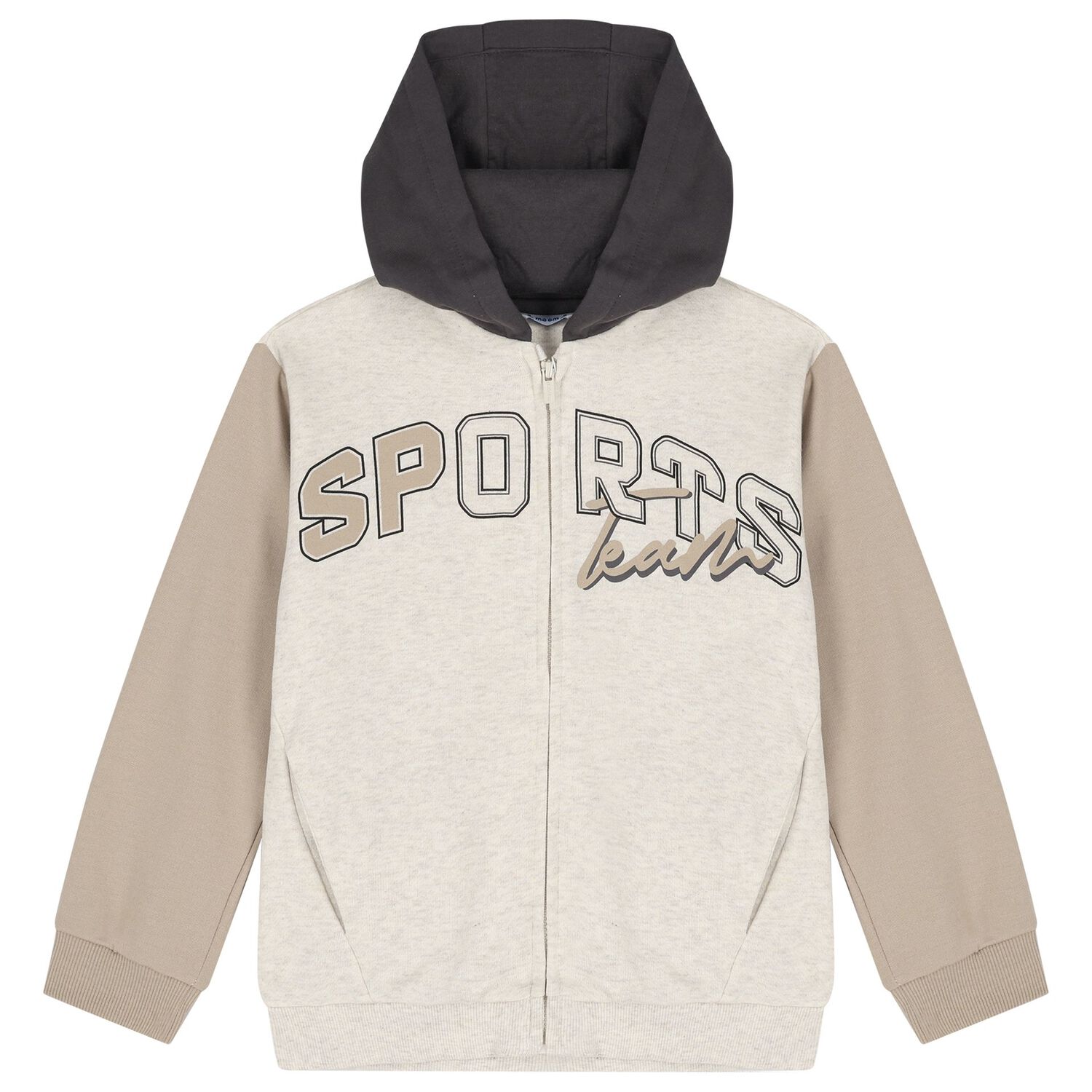 Boys Beige Hooded Tracksuit Set, 1, hi-res
