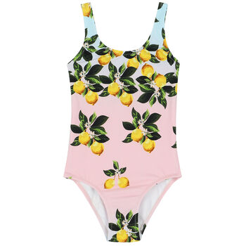Girls Blue & Pink Lemon Swimsuit