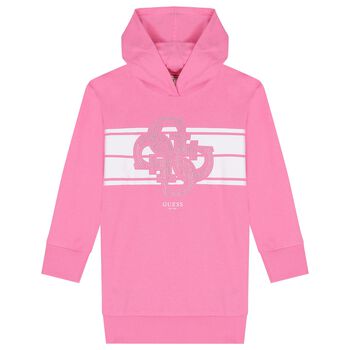 Girls Pink Logo Hooded Dress