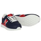 Boys Navy Blue & Red Trainers, 1, hi-res
