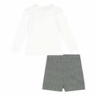 طقم شورت باللون الاسود والابيض للبنات, 1, hi-res