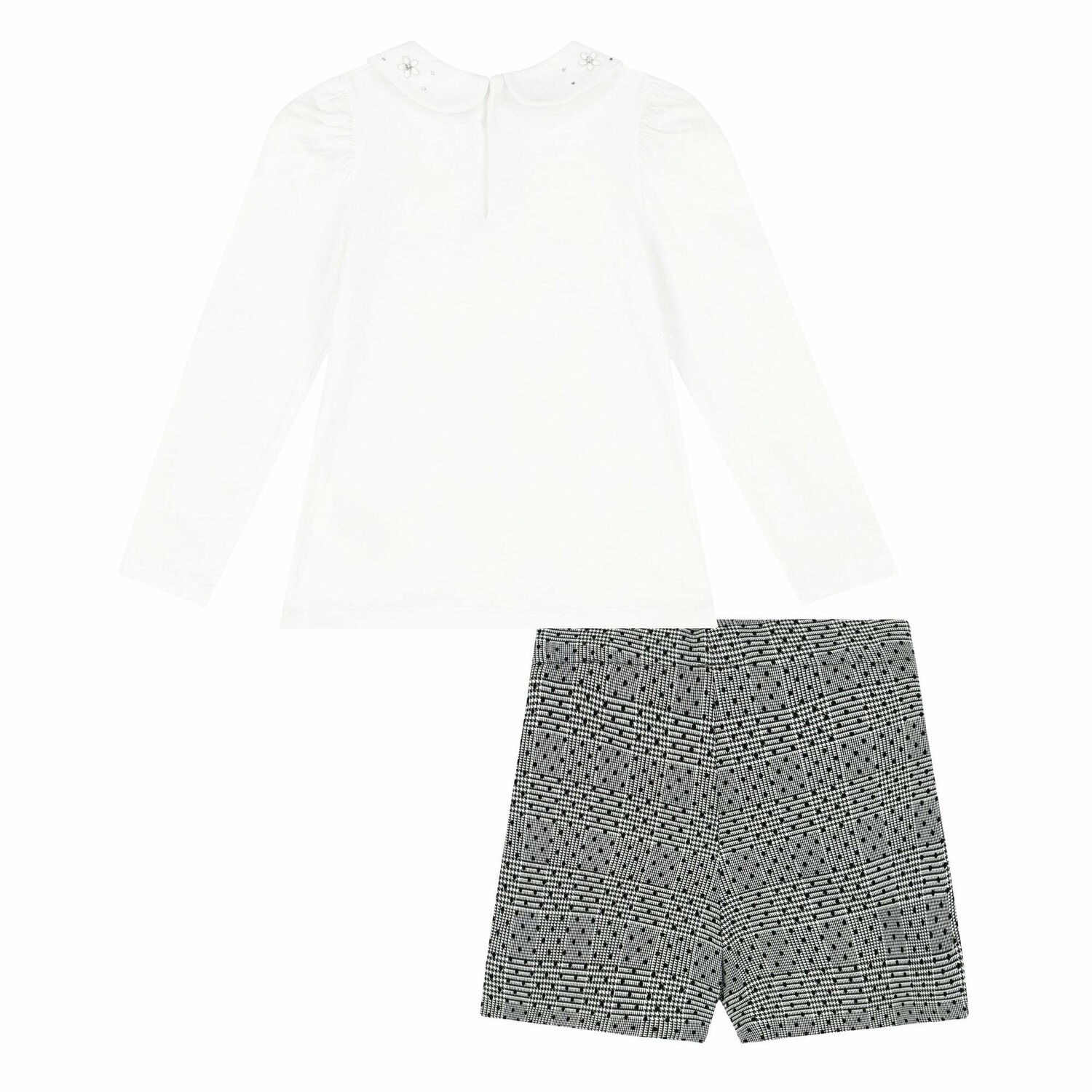 طقم شورت باللون الاسود والابيض للبنات, 1, hi-res