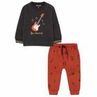 Younger Boys Grey & Orange Guitar Tracksuit, 1, hi-res