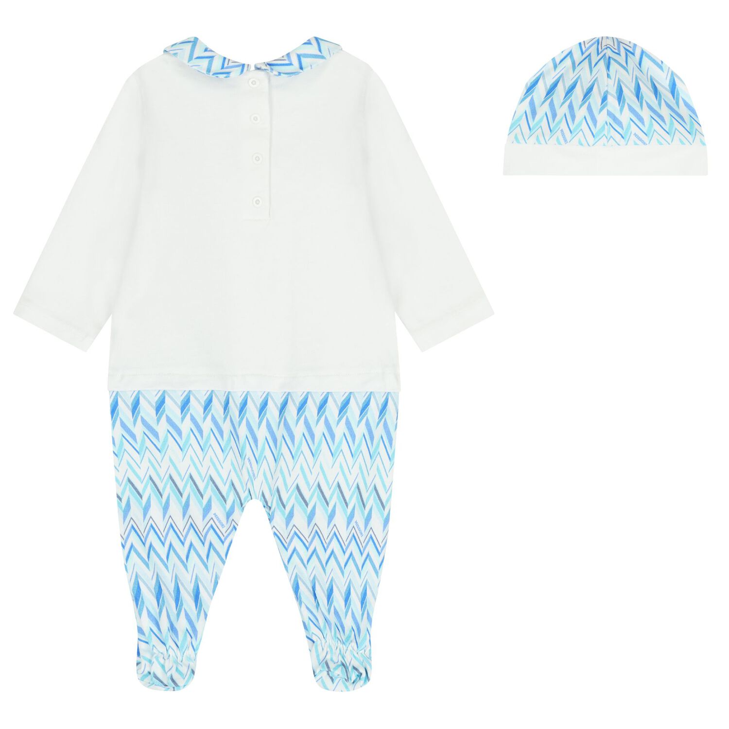 Baby Boys White & Blue Logo Zig Zag Babygrow Gift Set, 1, hi-res