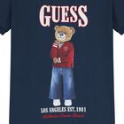 فستان بشعار تيدي بير باللون الازرق الداكن للبنات , 2, hi-res