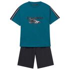 Boys Blue & Black Shorts Set, 2, hi-res