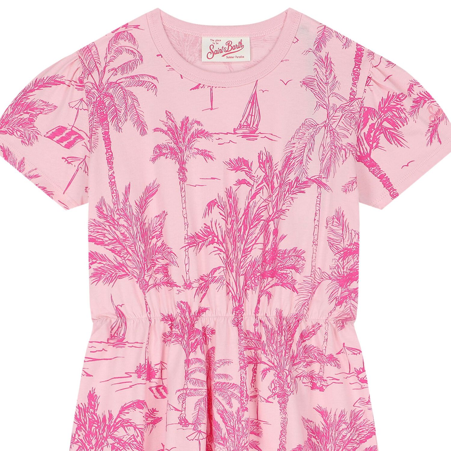 Girls Pink Palm Print Dress, 1, hi-res image number null