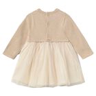 Younger Girls Beige & Ivory Tulle Dress, 2, hi-res