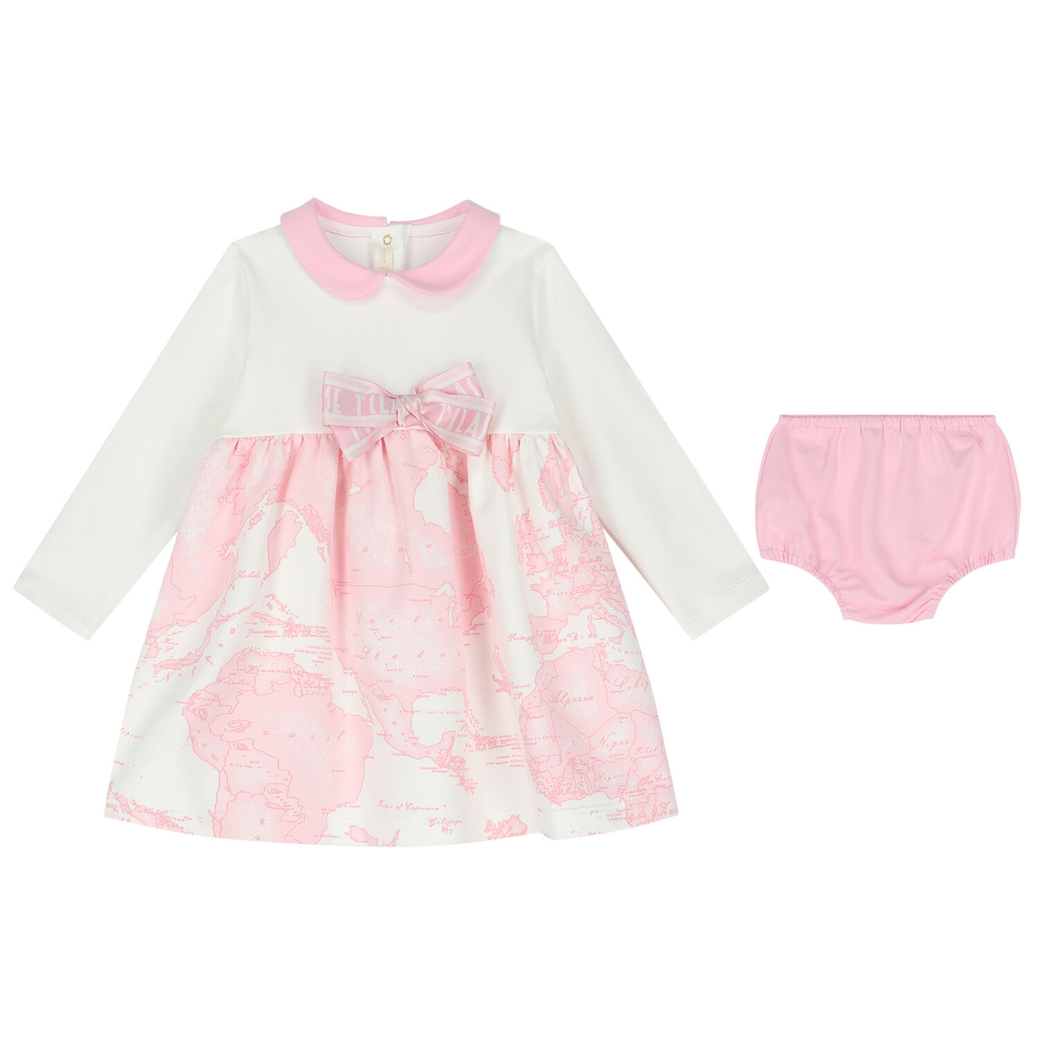 Baby Girls Ivory & Pink Geo Map Dress Set, 1, hi-res image number null