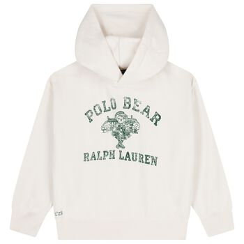 Ralph Lauren Girls Ivory Logo Polo Bear Hooded Top, 1 Girls Ivory Logo Polo Bear Hooded Top