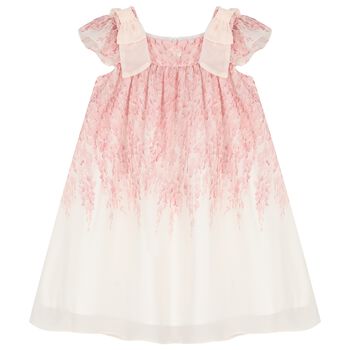 Girls Pink Chiffon Floral Dress