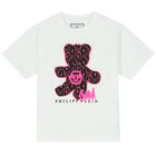 Girls White Logo T-Shirt, 1, hi-res