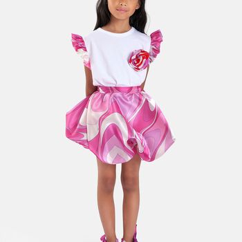 بلوزة باللون الابيض مكشكشة للبنات