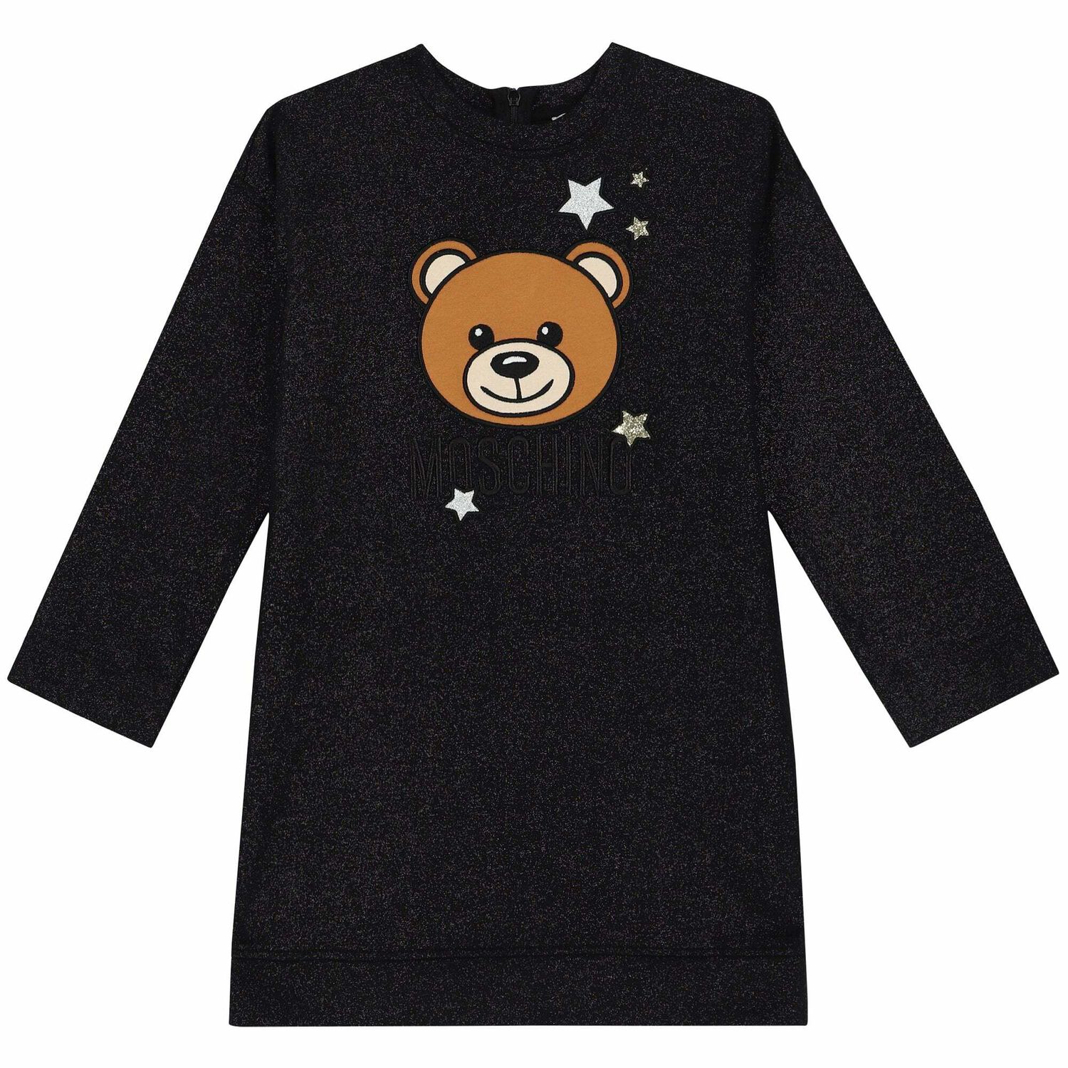 Girls Black Glitter Logo Dress, 2, hi-res image number null