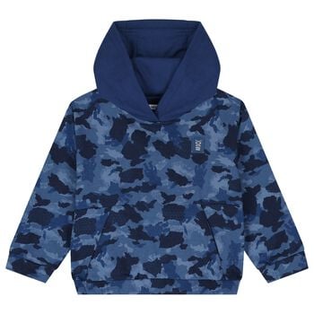 Boys Blue Camouflage Hooded Top