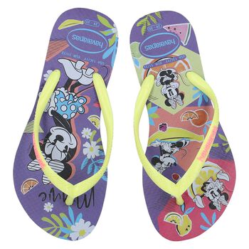 Girls Purple Disney Logo Flip Flops