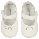 Baby Girls Ivory Leather Pre Walker Shoes, 1, hi-res