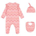 Baby Girls Pink Zig Zag Babygrow Set , 1, hi-res
