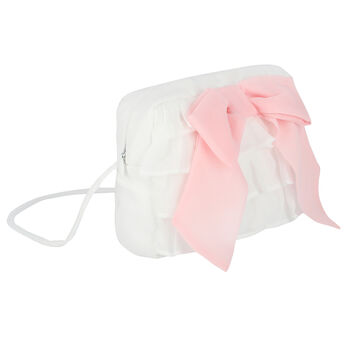 Girls Ivory & Pink Chiffon Handbag