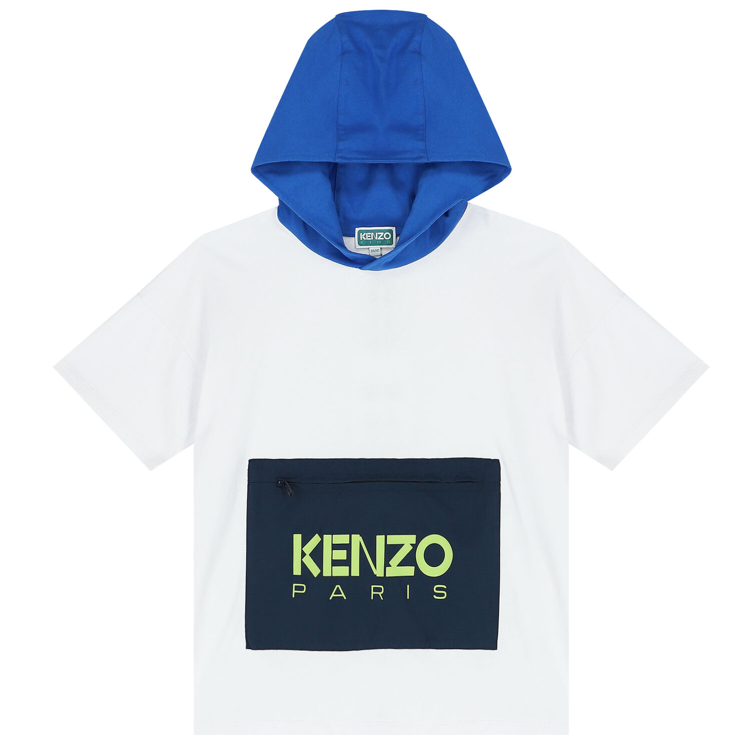 Boys White & Blue Logo Hooded T-Shirt, 1, hi-res