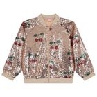 Girls Rose Gold Sequins Zip Up Top, 1, hi-res