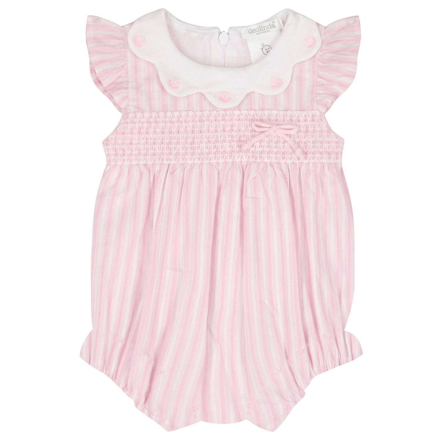 Baby Girls White & Pink Striped Romper, 1, hi-res