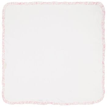 Baby Girls White & Pink Floral Blanket