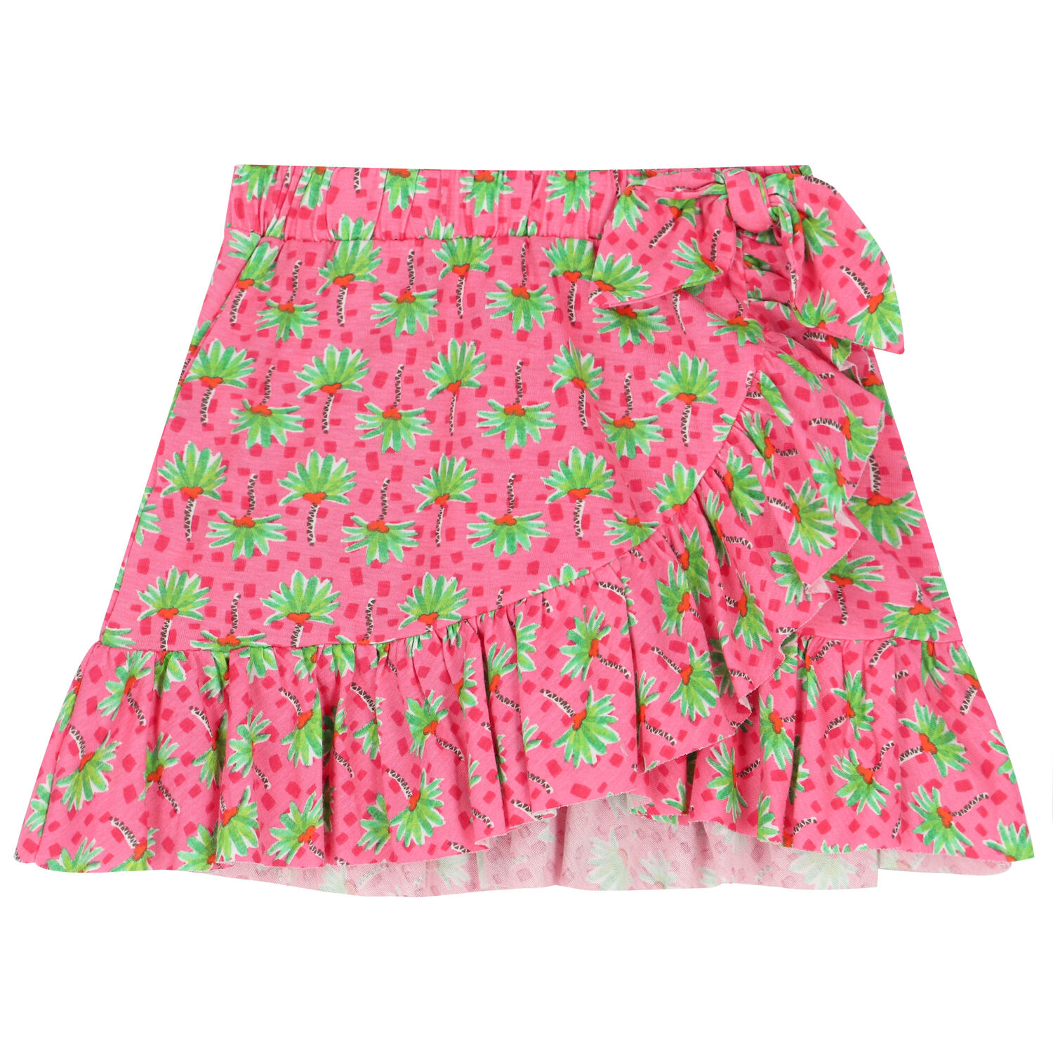 Girls Pink & Green Floral Skirt, 2, hi-res