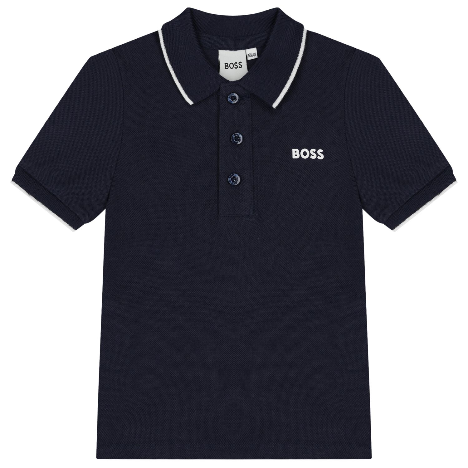 Younger Boys Navy Blue Logo Polo Shirt, 1, hi-res image number null
