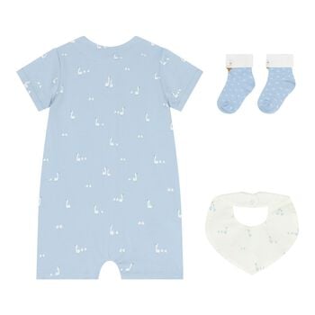 Baby Boys Blue Swan Romper Set