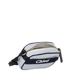 Girls White & Blue Logo Striped HandBag, 1, hi-res
