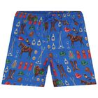 Boys Blue Polo Swim Shorts, 1, hi-res