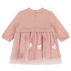 Baby Girls Pink Bow Tulle Dress, 1, hi-res