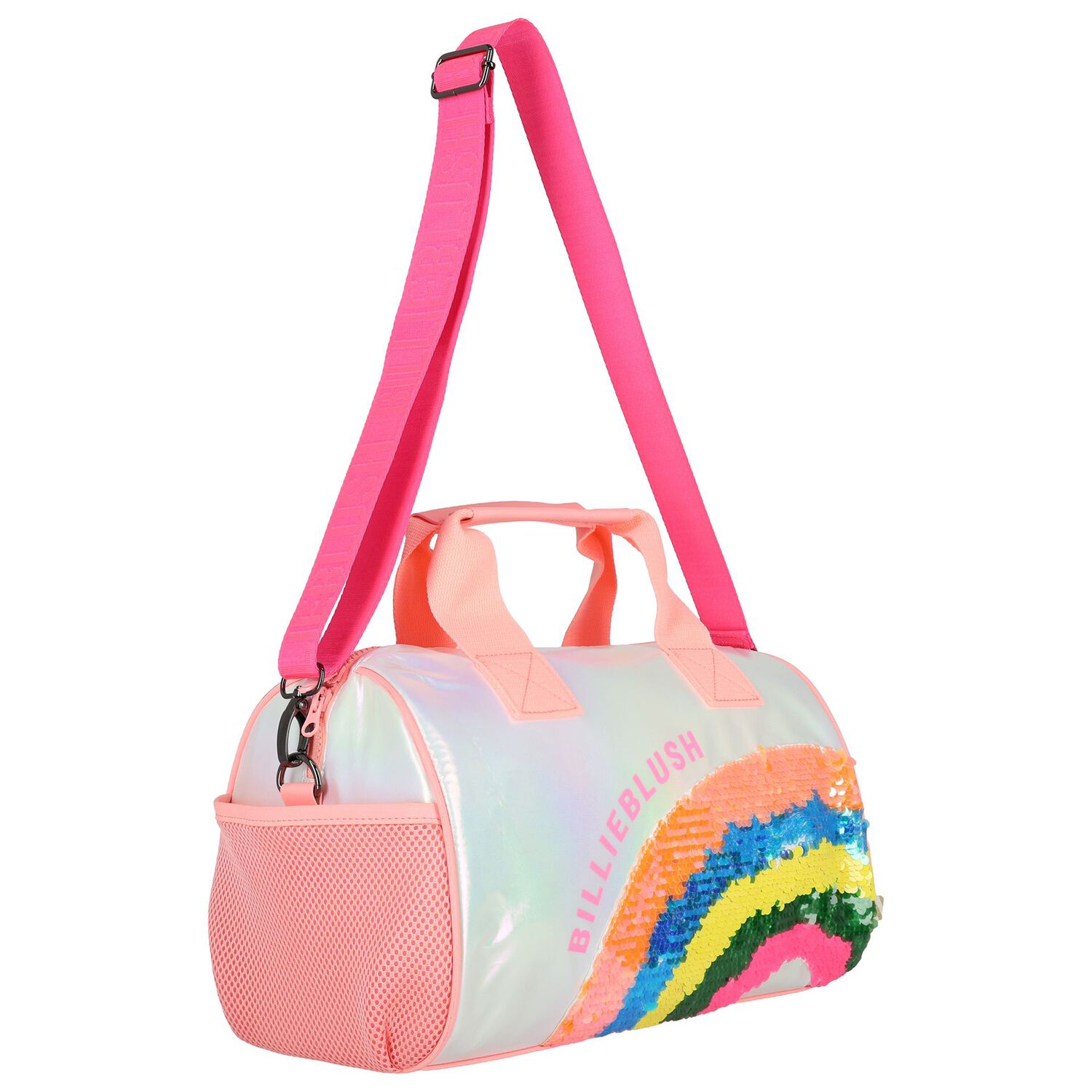 Girls Pink Iridescent Logo Bag, 1, hi-res