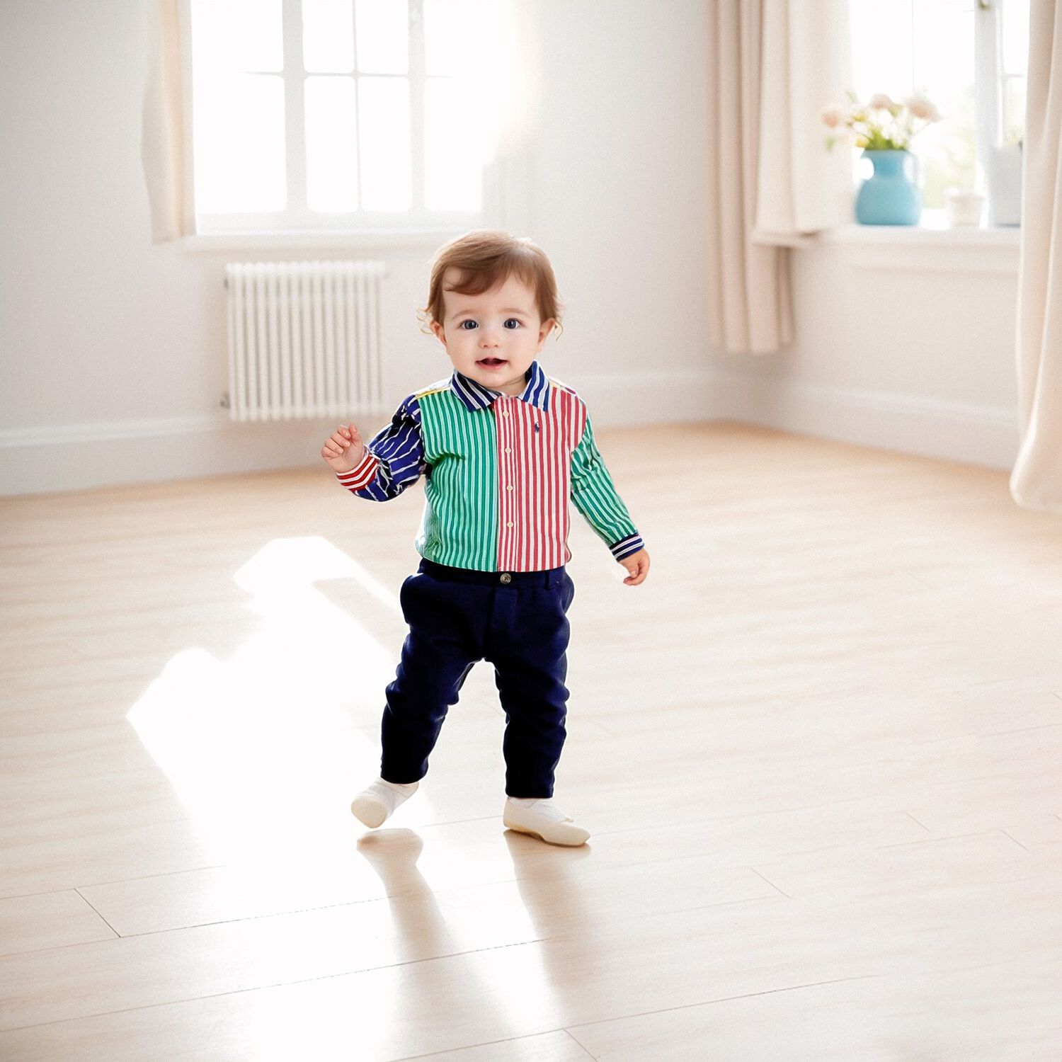 Baby Boys Multi-Coloured Striped Shirt , 1, hi-res