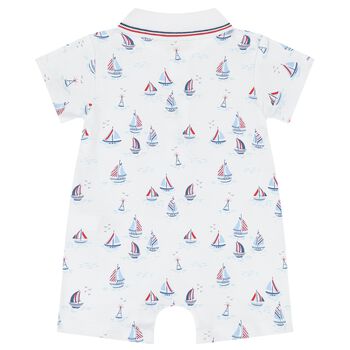 Baby Boys White Sailboat Romper
