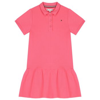 Girls Pink Logo Polo Dress