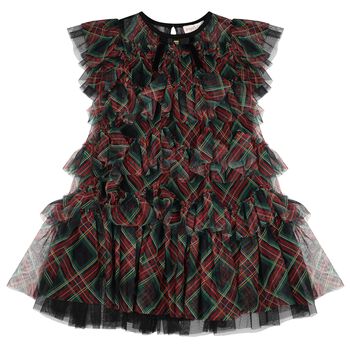 Girls Black, Green & Red Etta Tartan Tulle Dress