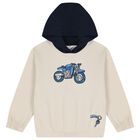 Boys Beige & Navy Blue Motorbike Tracksuit, 1, hi-res