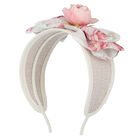 Girls Ivory Wide Flower Headband, 3, hi-res