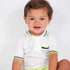 Boys White Pique Polo Shirt, 1, hi-res