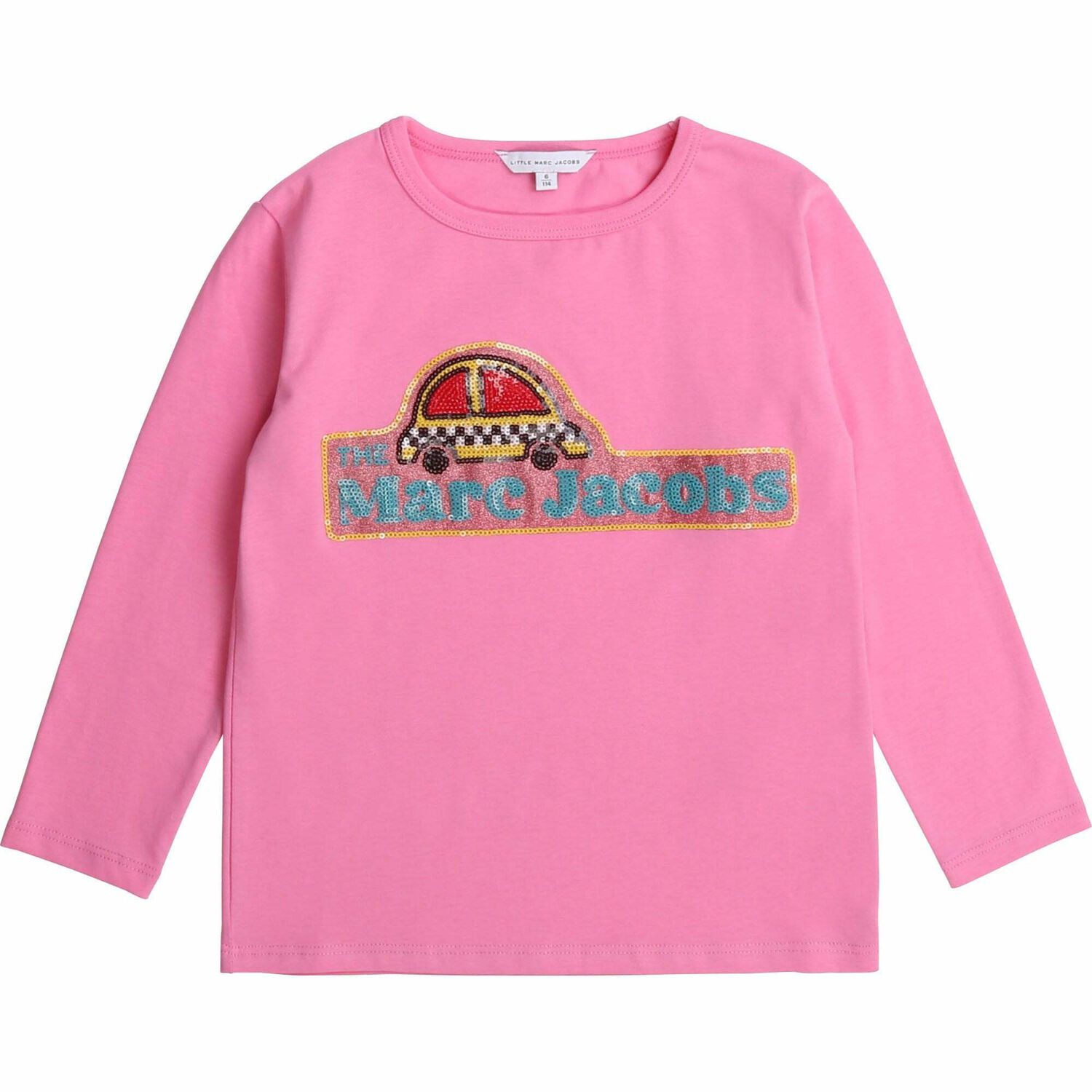 تيشيرت بالشعار ترتر باللون الزهرى للبنات, 1, hi-res