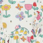 فستان أطفال مكشكش بطبعة الزهور باللون العاجي للبنات, 1, hi-res