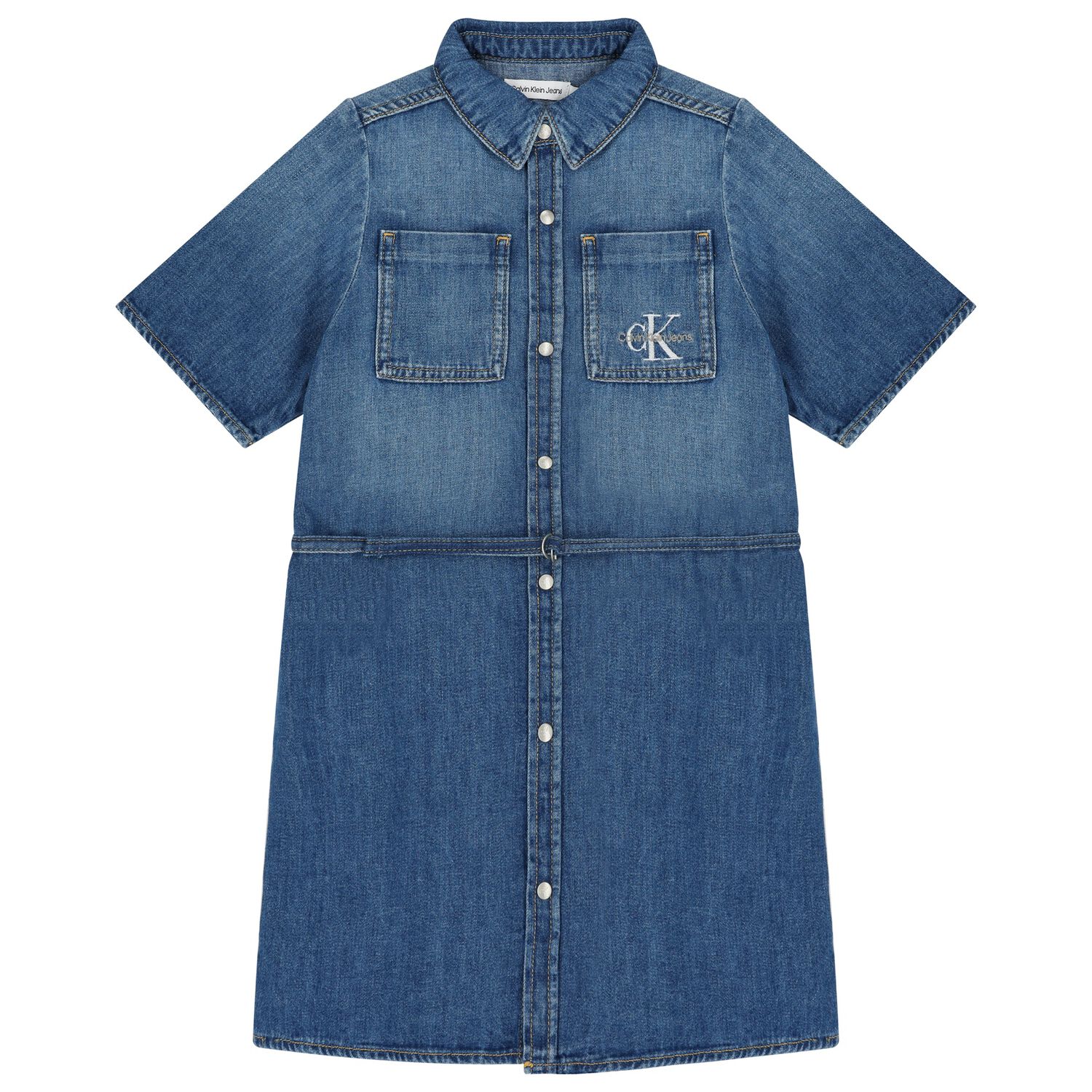 Girls Blue Logo Denim Dress, 1, hi-res image number null