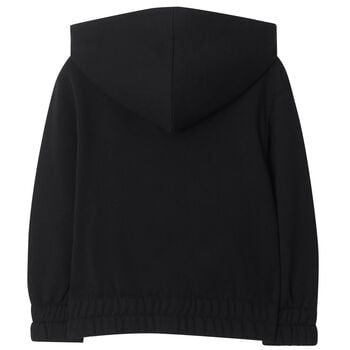 قميص رياضي للأولاد بغطاء رأس وسحاب بالشعار باللون الاسود