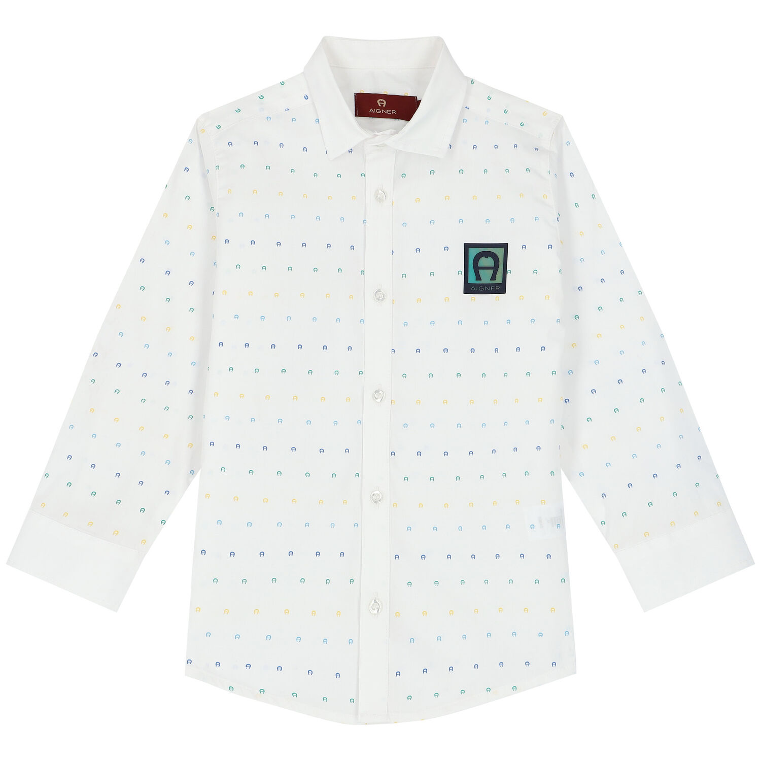 Boys White Logo Shirt, 1, hi-res image number null